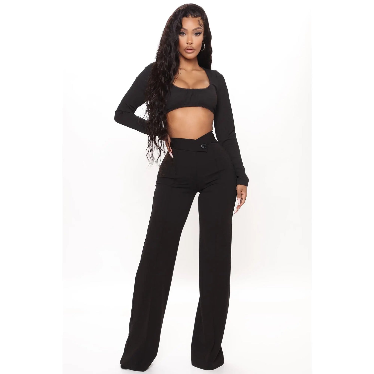 Call It Even Wide Leg Dress Pants - Black
