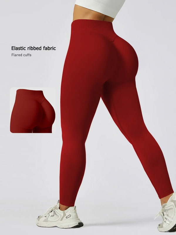 Women'S Seamless High-Waisted Sporty Leggings, Gym Fitness Leggings, Tight-Fitting Knit Fabric, Butt-Lifting Yoga Pants for All Seasons, Seamless Workout Leggings